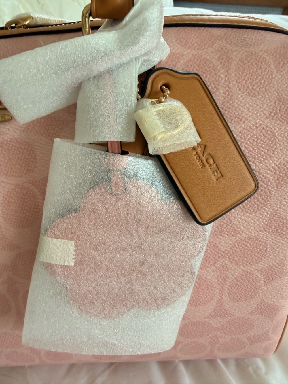 Coach Rowan Large Satchel Bag In Signature Canvas With Charms Powder Pink - Picture 4 of 6